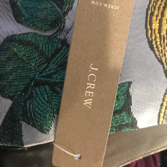 J.Crew Silver Jacquard Dress With Gold,Green, & Pink Floral Pattern - Picture 3 of 3